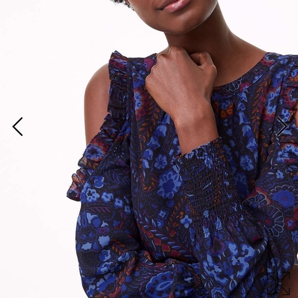 LOFT Paisley Ruffle Cold Shoulder Top - Picture 2 of 4